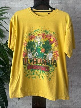 Lithuania Basketball Skeleton Olympic Graphic The Goons Tee Yellow Cotton Size M